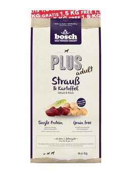 1,5 kg gratis! 14 kg bosch getreidefreis Trockenfutter - Plus Strauß & Kartoffel