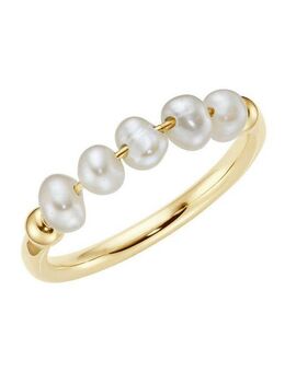 Smart Jewel Perlenring mit weißen Süßwasser-Perlen, Silber 925