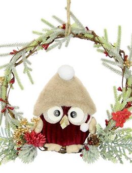 Kunstkranz Tannen-Kranz Eule/Beeren/Tanne Tanne, I.GE.A., Höhe 20 cm, Dekorierter Weihnachtskranz Deko Weihnachtsdeko Türkranz Adventskranz