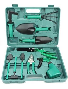 Gartenwerkzeug-Set in Alu-Koffer – Rostfreier Stahl, Schaufel, Rechen, Handschuhe - Wuppertal