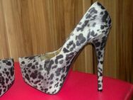 Gr. 40, High Heels Plateau Pumps, LEO braun-grau, NEU in OVP - Bruchköbel