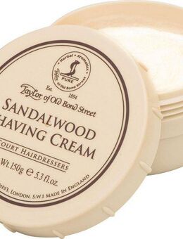 Taylor of Old Bond Street Rasiercreme Shaving Cream Sandalwood, Sahnig-cremiger Schaum mit beruhigendem Sandelholzduft.
