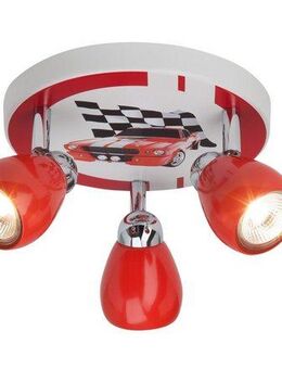 Brilliant LED Deckenstrahler RACING, LED wechselbar, Warmweiß, Spotrondell rot/weiß-schwarz, 3 x GU10 max. 3W, 11cm Höhe, Metall