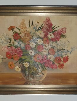 Antik! Original Ölgemälde Blumen Stillleben Ölbild Gemälde signiert mit Rahmen 54 x 66 cm TOP! - München