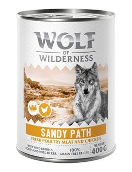 6 x 400 g Wolf of Wilderness Nassfutter zum Probierpreis! - SENIOR Sandy Path - Geflügel mit Huhn