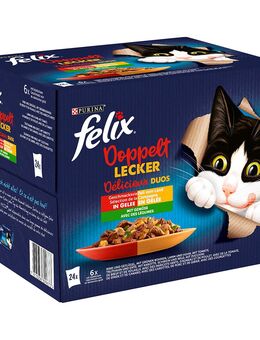 38 + 10 gratis! 48 x 85 g Felix Nassfutter - "Doppelt lecker - so gut wie es aussieht" Mix II