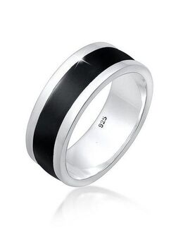 Kuzzoi Silberring Herren Bandring Emaille Casual 925 Silber