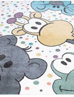 Carpet City Kinderteppich ANIME913, rechteckig, Höhe: 11 mm, Kinderzimmer Teppich Modern mit Mond, Blumen, Wolken, Creme, Multi