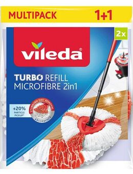 Vileda Vileda TURBO Refill Microfibre 2in1 Ersatzkopf Doppelpack Wischbezug (Mikrofaser, 27, 2-tlg., Ersatzkopf mit Dreiecksform - für alle Oberflächen geeignet)