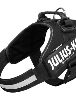 Sparset: JULIUS-K9 IDC®-Powergeschirr - schwarz + JULIUS-K9® Doppel-Führleine gummiert - Größe 0 + 220 cm Leine (bis 50 kg)