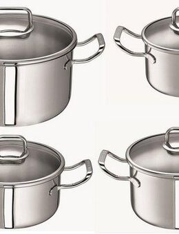 SCHULTE-UFER Topf-Set Turbo Line, Edelstahl 18/10 (Set, 8-tlg., je 1 Fleischtopf 16/20/24 cm, 1x Bratentopf 20 cm), Induktion