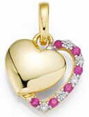 Firetti Kettenanhänger Schmuck Geschenk Gold 333 Halsschmuck Anhänger für Halskette Herz, mit Rubin, Zirkonia (synth) in 00000