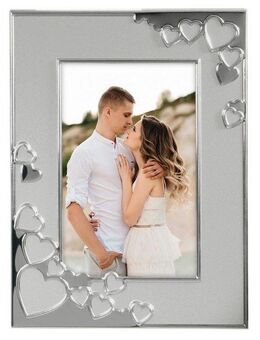 Hama Portraitrahmen Bilderrahmen 10 x 15 cm für 1 Bild, zum Aufhängen und Stellen, für 1 Bilder, Portraitrahmen, Herz, Aluminium