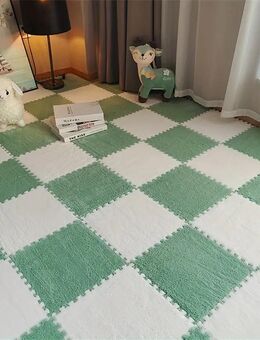 12-teilige Packung Verdickter Spleißteppich Perfekt für Schlafzimmer, Wohnzimmer, Camping und mehr 30x30cm Weiss / Grün Set23115 - Wuppertal