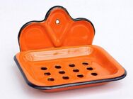 DanDiBo Seifenschale 618 Orange Seifenhalter 13 cm emailliert Emaille Seifenspender