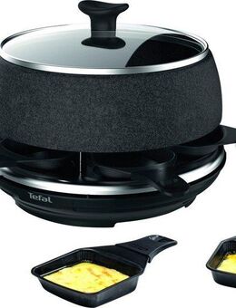 Tefal Raclette und Fondue-Set Cheese 'n Co, 6 Raclettepfännchen, 850 W, für 6 Personen, 6 Raclettepfännchen, 850 W, spülmaschinengeeignet, mit Rezeptbuch, Stein-Optik, RE12C8