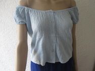 NEU * DESIGNER * Crinkel * Knitter * Off Shoulder * Carmen * Bluse * Tunika * Gr. 34, 36- 38, 40/ XS- M * hell- himmel- blau * - Riedlingen