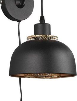 Reality Leuchten Wandleuchte Punch, Ein-/Ausschalter, ohne Leuchtmittel, warmweiß - kaltweiß, Industrie-Look mit Doppelschirm schwarz-gold, exkl 1xE27 max 40W