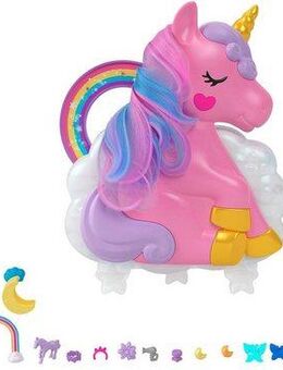 Polly Pocket Spielwelt Regenbogen-Einhorn-Salon, (25-tlg), inklusive 2 Puppen