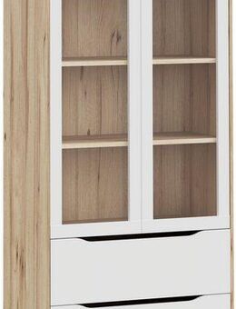 FORTE Vitrine Vankka Stauraumvitrine (B/H/T 84,7/201,5/41,7 cm) 2 Glastüre, Grifflos, zeitloses Design, 2 Schubkästen