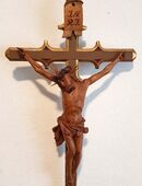 Kloster Standkruzifix neogotisch 1890 Kreuz Maria Dolorosa Holz Jesus Christus Altar in 90459