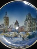 Rosenthal Weihnachtsteller 1981 Trier Markplatz mit Steipe, limitiert in 45279