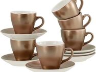 CreaTable Espressotasse Golden Days Weiß, Espressoset, 12-tlg., Steinzeug, Goldfarbene Spezialglasur