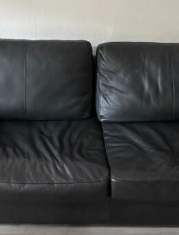 Musterring schwarzes Ledersofa + Sessel - Darmstadt