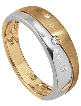 JOBO Diamantring, 585 Gold bicolor mit 5 Diamanten