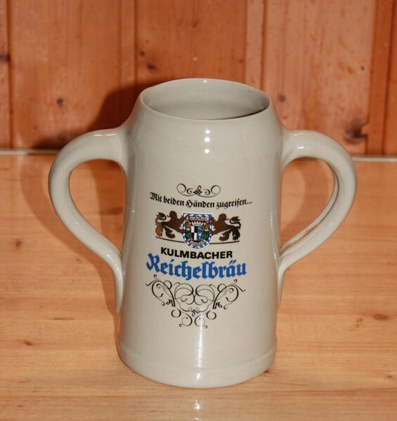 Reichelbräu Bierkrug 1 L ""Der Dubbeihänder"" Steinzeug Steingut Keramik neuwertig sahm - Borken