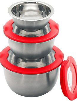 KING Schüssel » FRESHIN«, Edelstahl, (Set, 6-tlg), mit Frischaltedeckel, 1.5L, 0.8L, 0.2L, stapelbar