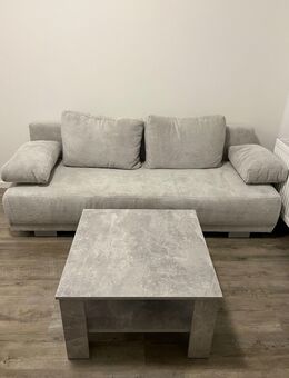 Schlafsofa (beige/grau) + Couchtisch (grau) - Aachen