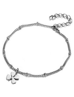 Firetti Fußkette Schmuck Geschenk Körperschmuck Kleeblatt, Panzerkette