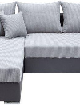 COLLECTION AB Ecksofa L-Form, Regalarmlehne mit LED RGB Beleuchtung,Bettfunktion und Bettkasten