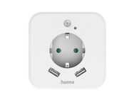 Hama LED Nachtlicht Nachtlicht mit Steckdose für Baby, Kinder und Erwachsene, taglichtweiß, Bewegungsmelder, Nachtlichtfunktion, USB-Anschluss mit Ladefunktion, LED fest integriert, Tageslichtweiß, Bewegungsmelder und 2 USB