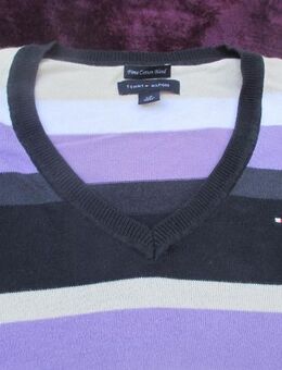 NEU * Edel * klassisch * Streifen * Color Blocking * Baumwolle * V- Ausschnitt * Feinstrick * Pullover "TOMMY HILFIGER" Gr. 36- 38/ S * dunkel- blau * lila * flieder * violett * veilchen * cremè- beige * weiß * - Riedlingen