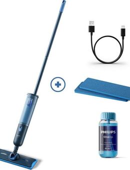 Philips Akku-Wischmopp OneUp elektrischer Wischer 3000 Series XV3101/11, 4,32 W, 50 min Akku-Laufzeit, inkl. 2 Pads und 40 ml Reiniger