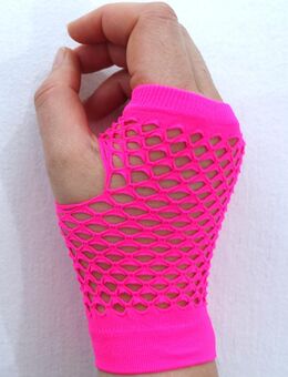 1 Paar fingerlose Netzhandschuhe, pink, neon ✮NEU✮ - Dresden