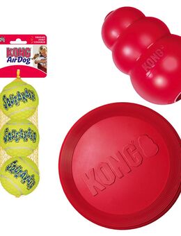 KONG Sparset: Frisbee, KONG Classic, Tennisbälle - Medium (Frisbee, Classic M, Tennisbälle M 3er Pack)