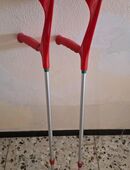 Unterarmgehstützen Paar Aluminium Krücken Gehhilfe mit Griff rot 119cm in 45259