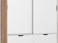 FORTE Schiebetürenschrank Vankka, OTTOs Choice, Topseller! Viel Stauraum, scandinavischer Stil (B/H/T ca.140x200x50cm) Made in Europe,mit Einlegeböden+Kleiderstange+Schubladen,grifflos