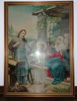 Lithografie Antikes Heiligenbild Heilige Familie Maria Jesus Josef 70x50 - Schwalmtal (Nordrhein-Westfalen)