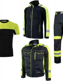 Premium ARBEITSHOSE mit Jacke Shirt Starter Set für Montagearbeiter neon3 Set2 - Wuppertal