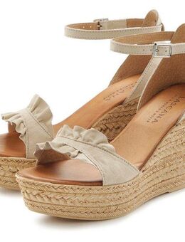 LASCANA Sommerschuh Sandalette Sandale, Sommerschuh aus Leder mit Keilabsatz