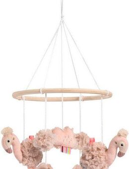 Fehn Mobile Lazy, Crazy & Pink, Holz-Mobile Flamingo