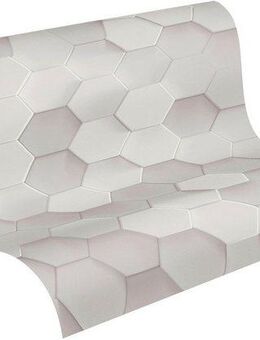A.S. Création Vliestapete PintWalls 3D Wabenmuster Hexagon, glatt, gemustert, matt, neutral, (1 St), 3D Tapete Grafiktapete Tapete Wabenmuster Tapeten Wohnzimmer modern