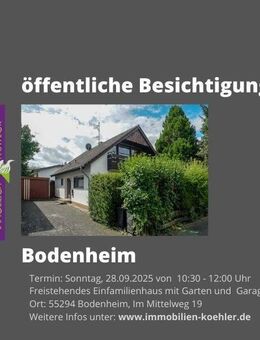 Bodenheim: Freistehendes Einfamilienhaus mit angenehmem Areal in begehrter Lage. - Bodenheim