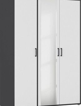 rauch Drehtürenschrank Kleiderschrank Schrank Garderobe Wäscheschrank VOYAGER (in 3 verschiedenen Ausstattungen BASIC/CLASSIC/PREMIUM) mit modernen Griffen in Graumetallic und Spiegel