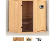 Karibu Sauna Tomke, BxTxH: 170 x 151 x 198 cm, 68 mm, (Set) 3,6-kW-Bio-Plug & Play Ofen mit externer Steuerung