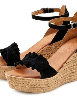 LASCANA Sommerschuh Sandalette Sandale, Sommerschuh aus Leder mit Keilabsatz